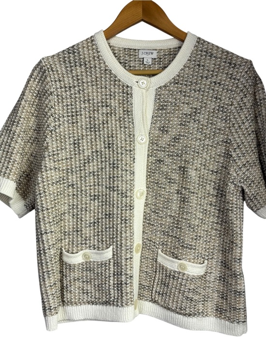 J. Crew Sweaters - J crew Short-sleeve lady cardigan sweater cotton blend Sandstone Space size L